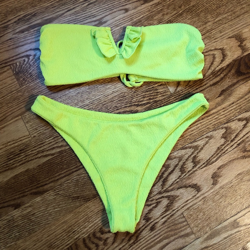 Bikini strapless yellow/green